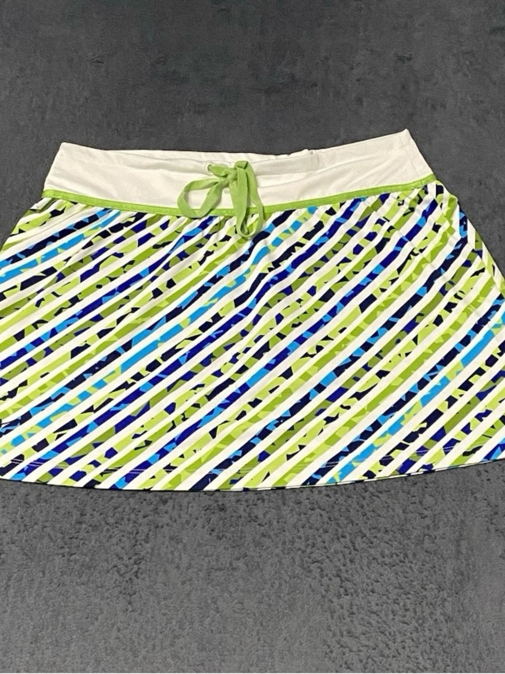 Tail Tech Tennis Skirt Womens L Blue Green Striped Golf Activewear Pickleball